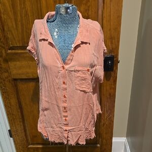 Umgee Pink Relaxed Button Down Shirt